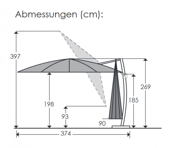 Schneider SET Ampelschirm Rhodos Rondo 350cm sand + Ständer + Schutzhülle